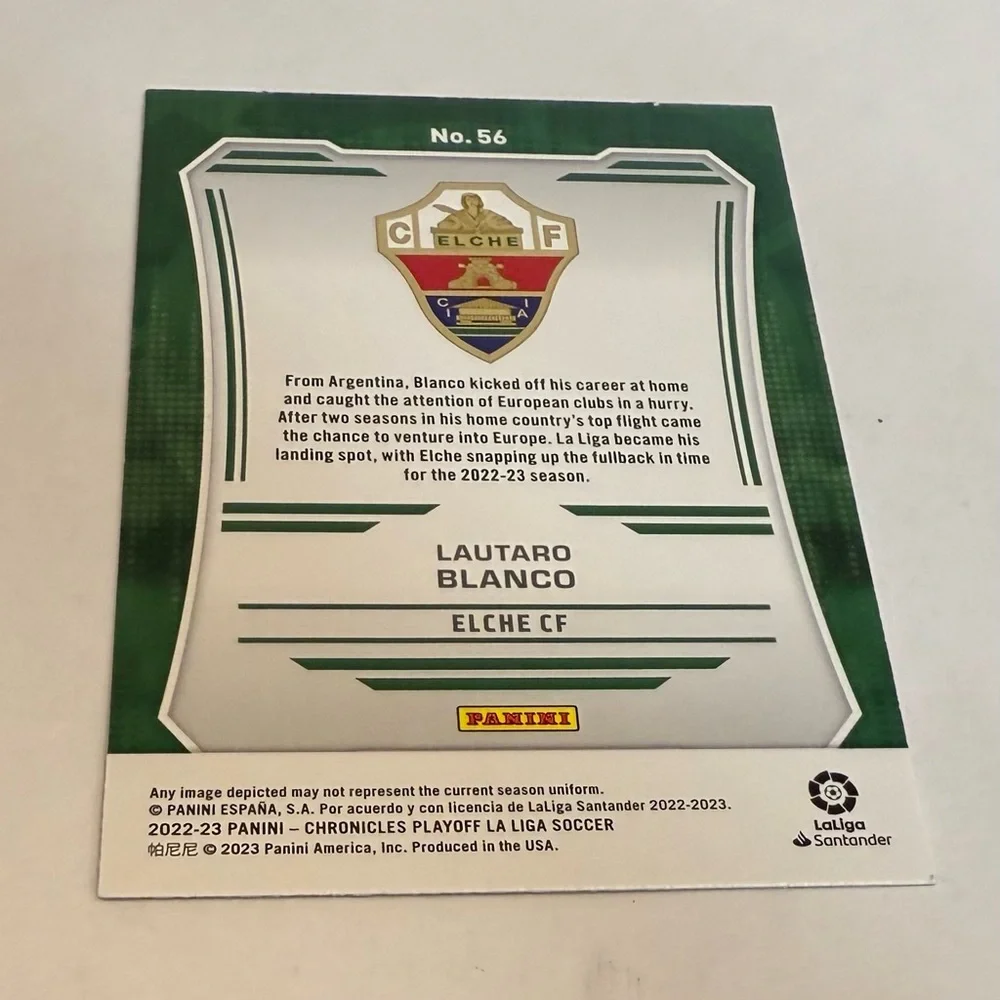 Trading card soccer 2022/23 Panini- Chronic Play off La Liga# 56 Lautaro Blanco - Picture 8 of 10